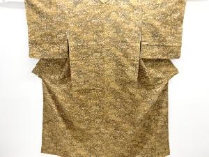 雲に草花模様上代紬着物